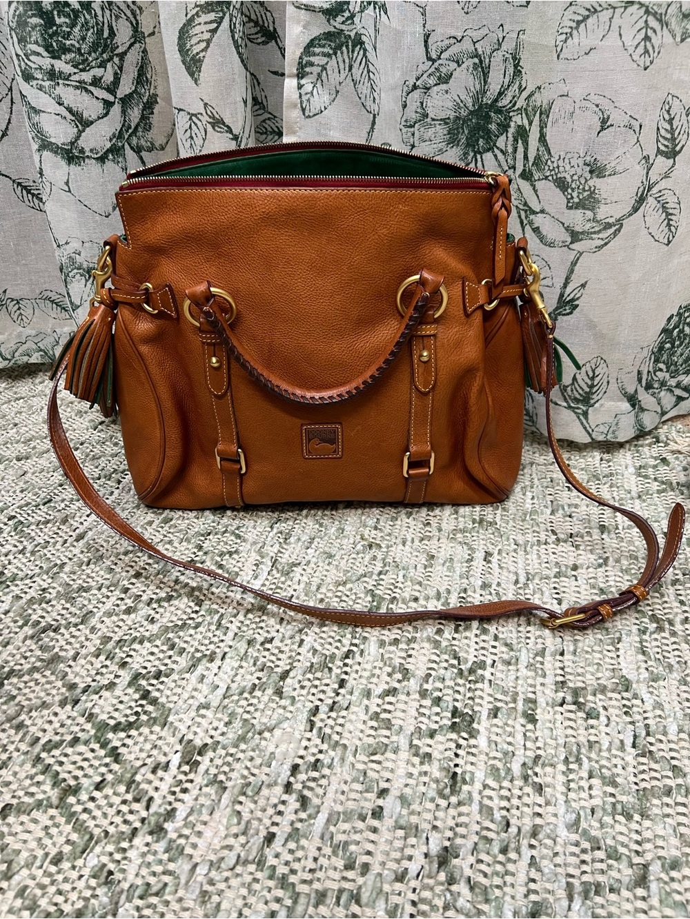 Dooney & Bourke Tan Leather Satchel with Tassels